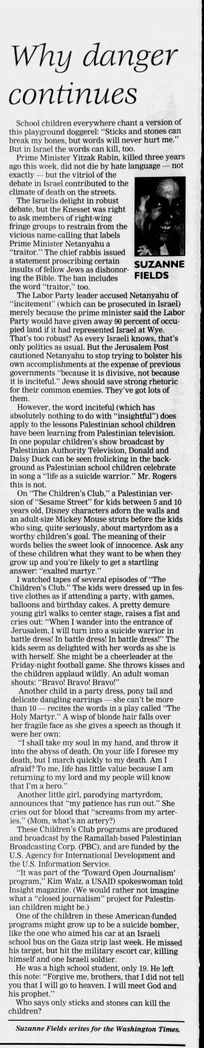 Sticks and stones &mdash; Southwest Times Record, 5 November 1998