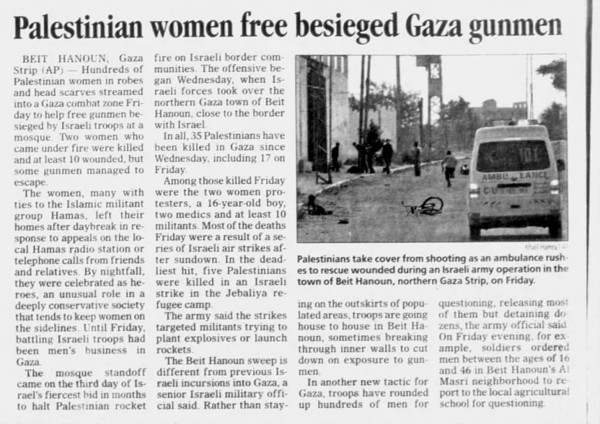 Hundreds of Palestinian women stream into a Gaza combat zone &mdash; The Jonesboro Sun, 4 November 2006