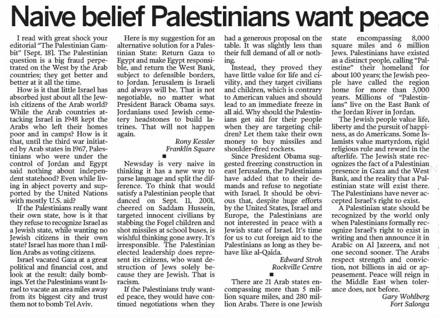 The Palestinian Gambit &mdash; Newsday, 21 September 2011
