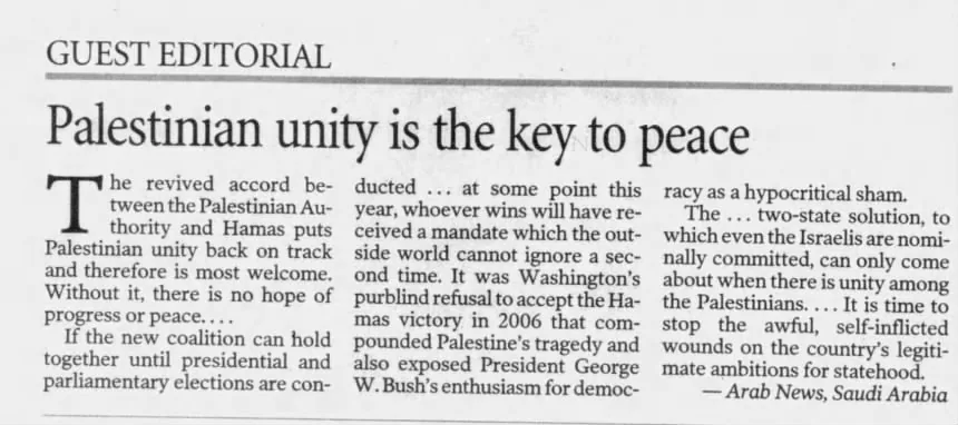 The two-state solution &mdash; Sarasota Herald-Tribune, 21 February 2012