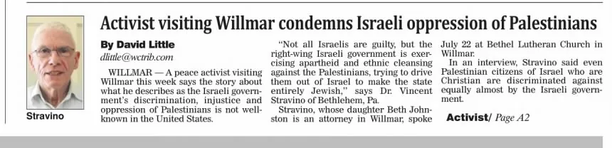 Not all Israelis are guilty &mdash; West Central Tribune, 28 July 2012