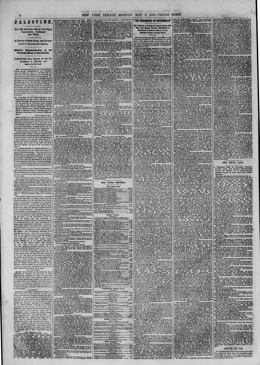 Palestine — New York Herald, 9 May 1870