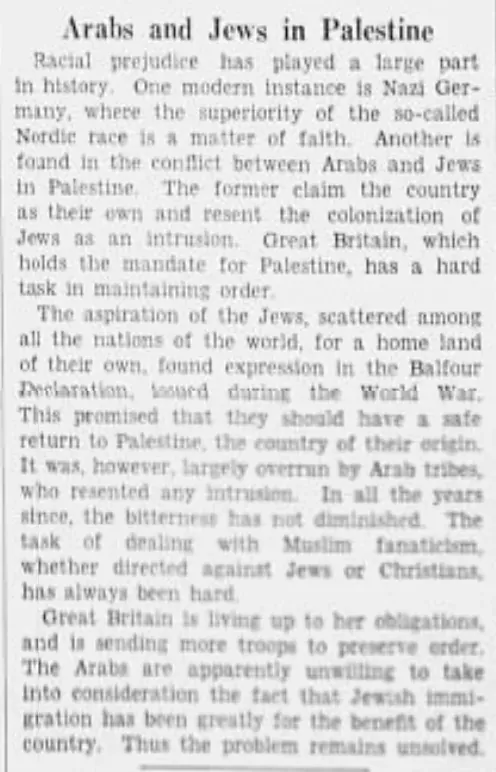 Arabs and Jews in Palestine — The Philadelphia Inquirer, 23 May 1936