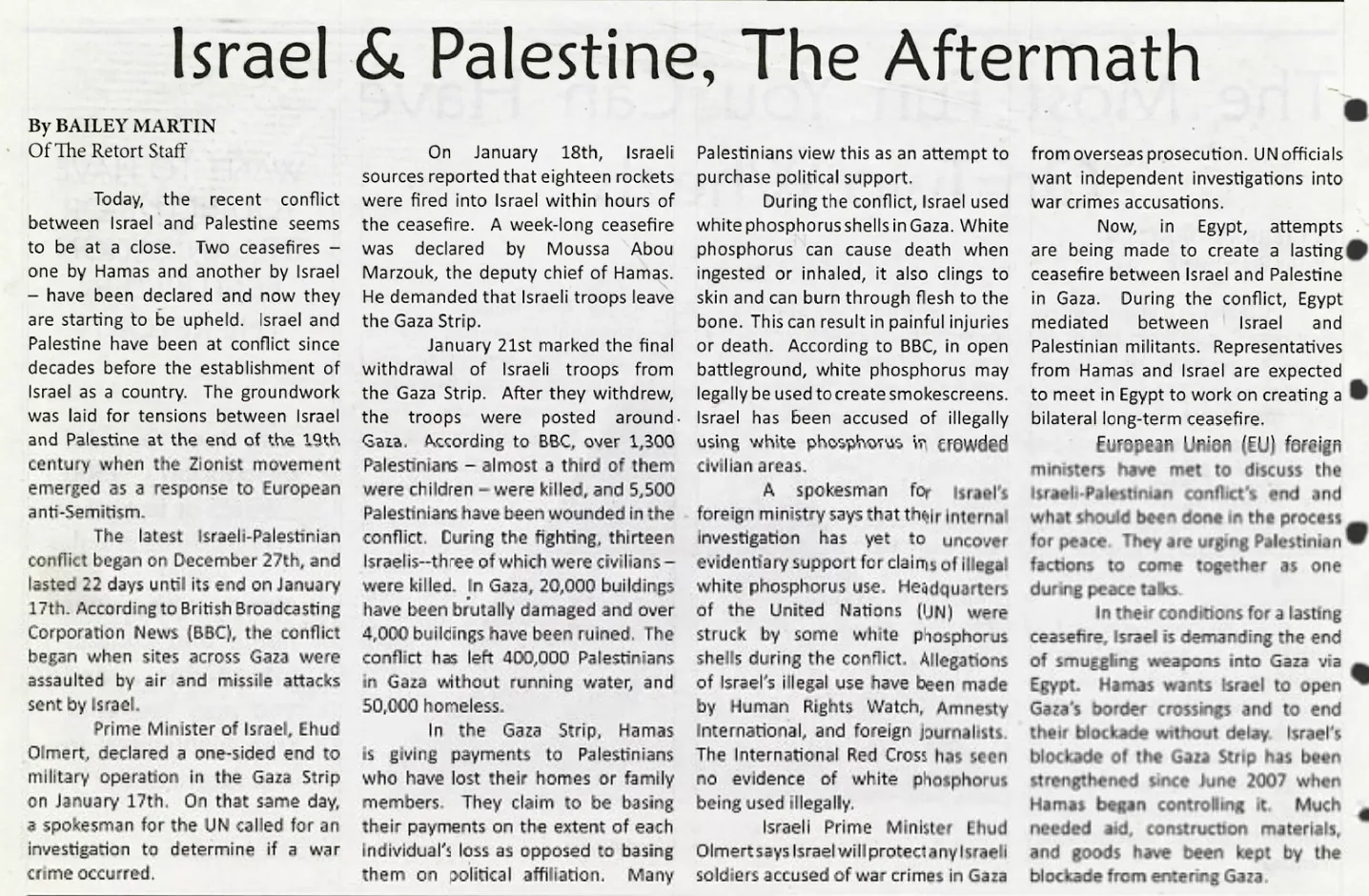 Israel & Palestine, The Aftermath &mdash; The Retort, 22 January 2009