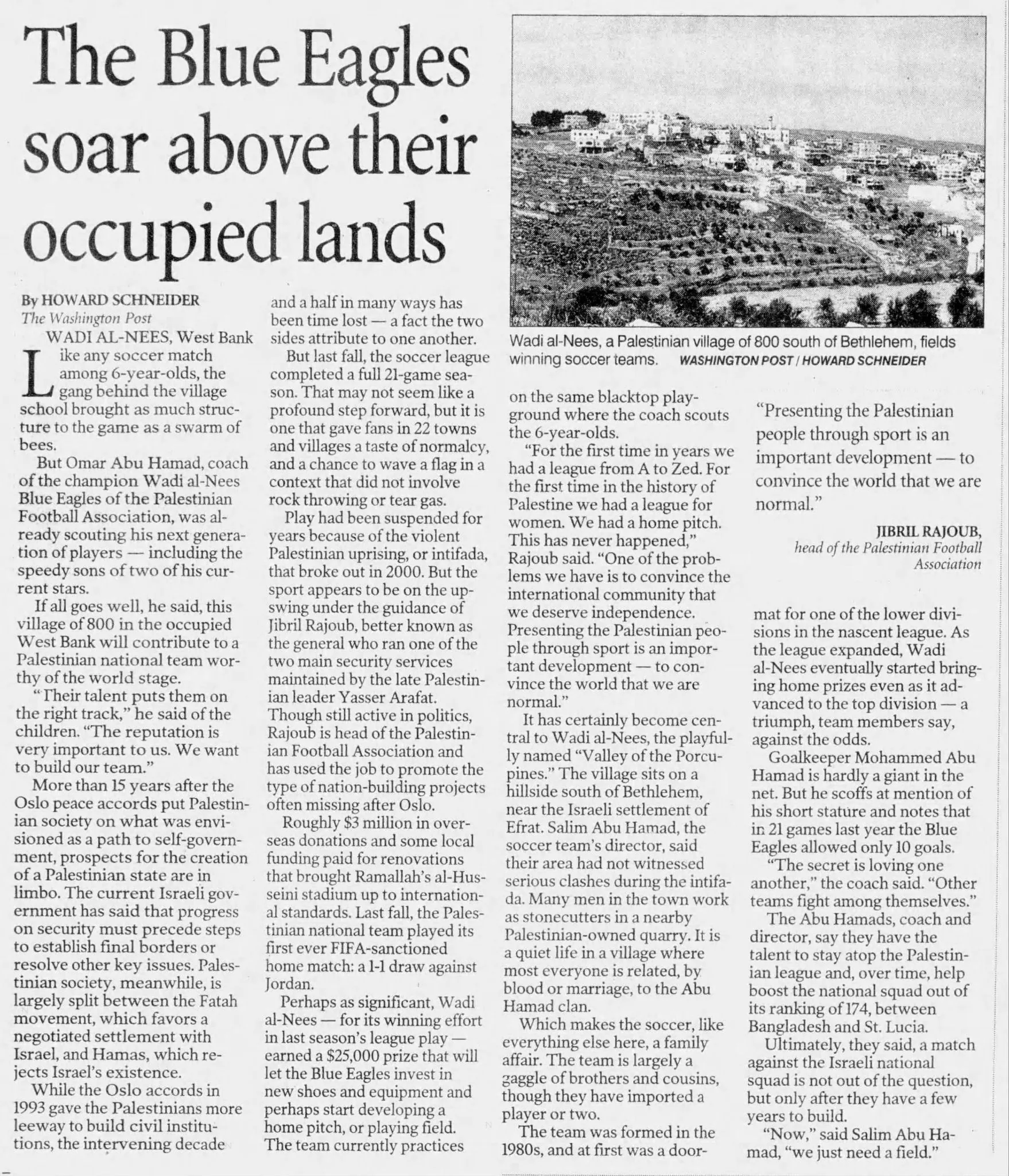 The Blue Eagles soar above their occupied lands &mdash; Sarasota Herald-Tribune, 11 April 2009