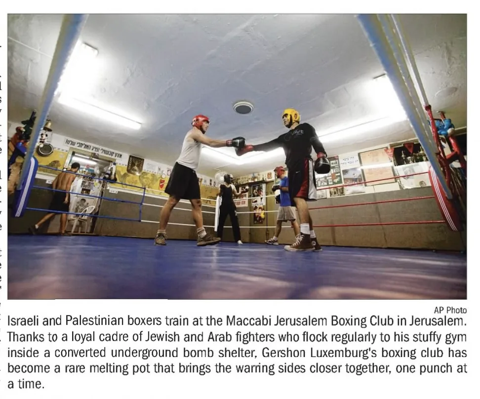 Israeli and Palestinian boxers train at the Maccabi Jerusalem Boxing Club &mdash; The Tribune, 23 July 2011