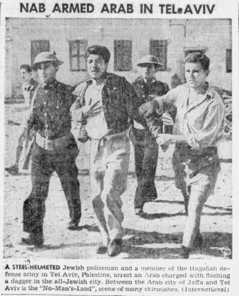 Nab Armed Arab In Tel Aviv — Atlanta Daily World, 27 December 1947