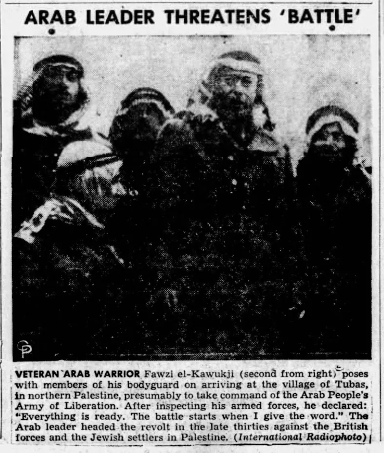Arab Leader Threatens ‘Battle’ — Atlanta Daily World, 11 March 1948