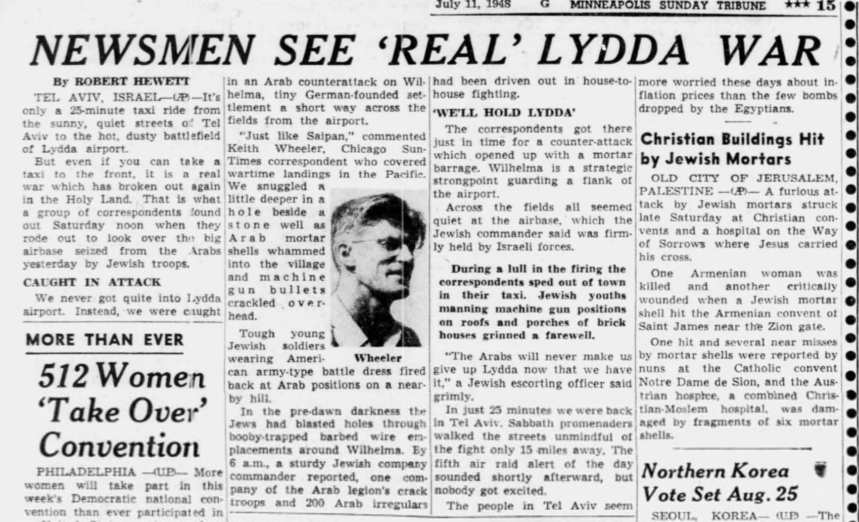Newsmen See ‘Real’ Lydda War — Minneapolis Sunday Tribune, 11 July 1948