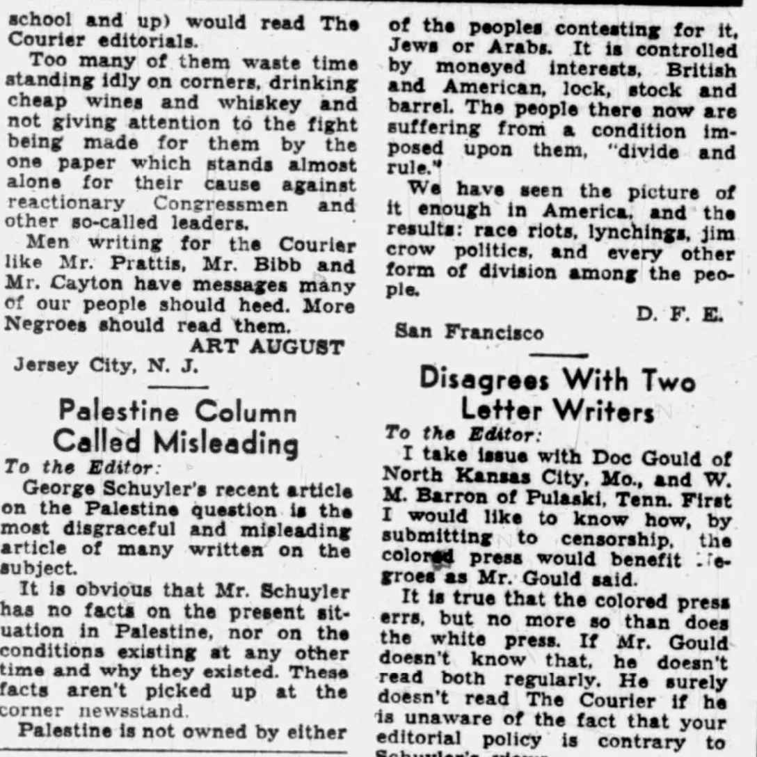 Palestine Column Called Misleading — New Pittsburgh Courier, 17 January 1948