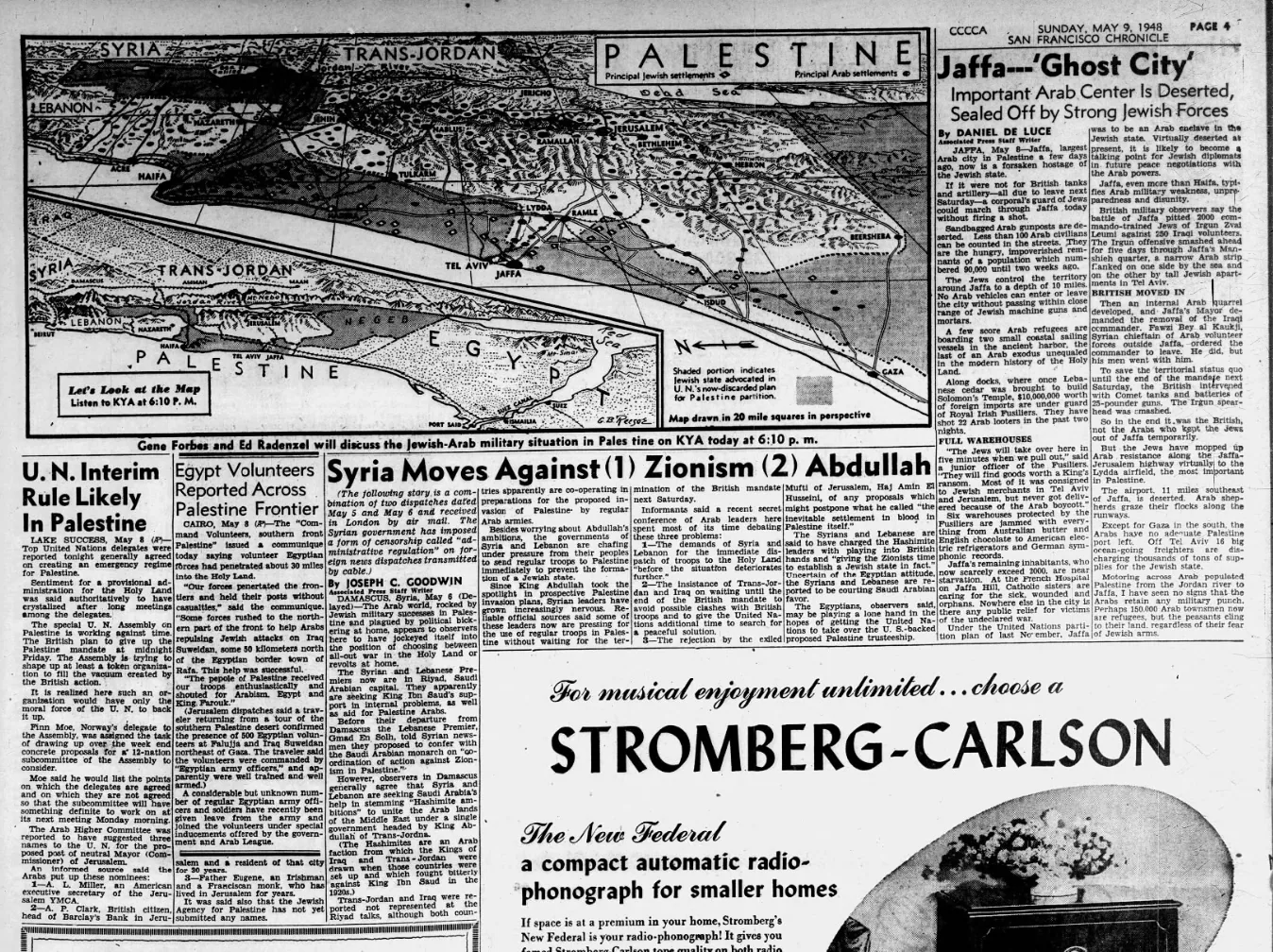 Jaffa——‘Ghost City’ — San Francisco Chronicle, 9 May 1948