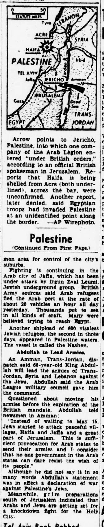 Palestine — Evening Star, 27 April 1948