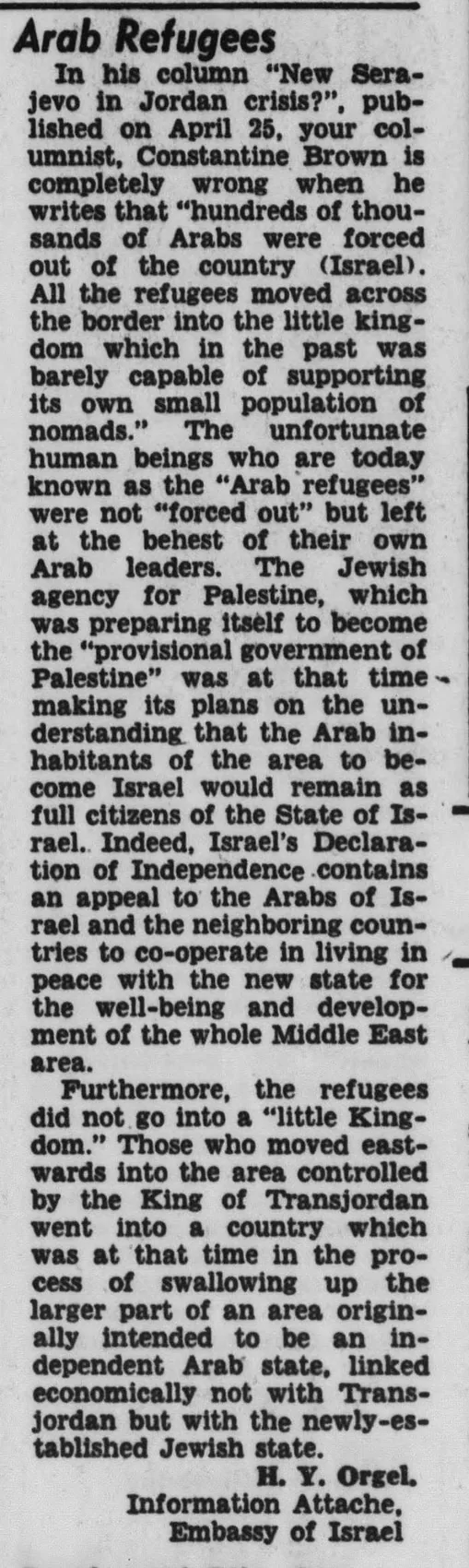 Arab Refugees — Evening Star, 18 May 1957