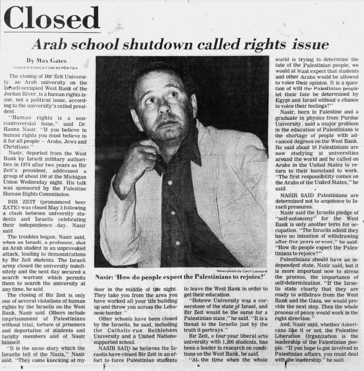 Closed — Ann Arbor News, 24 May 1979