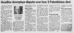 Headline downplays dispute over how 3 Palestinians died &mdash; Star Tribune