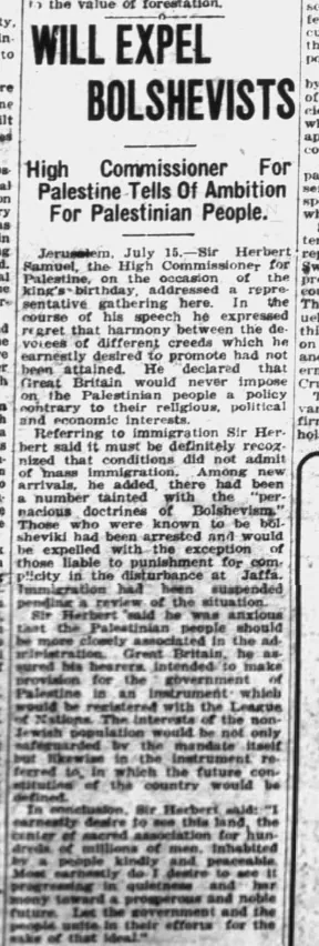 Will Expel Bolshevists — Journal and Tribune, 16 July 1921