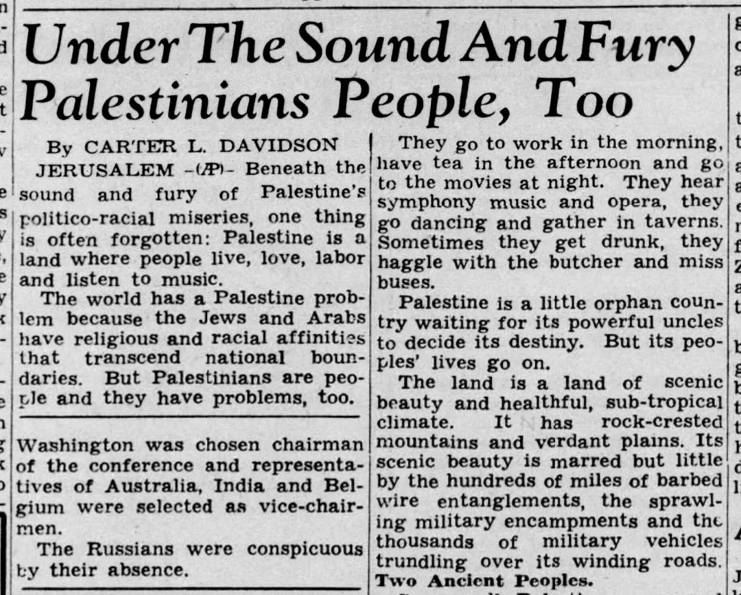 Under The Sound And Fury Palestinians People, Too — Saginaw News, 3 September 1946