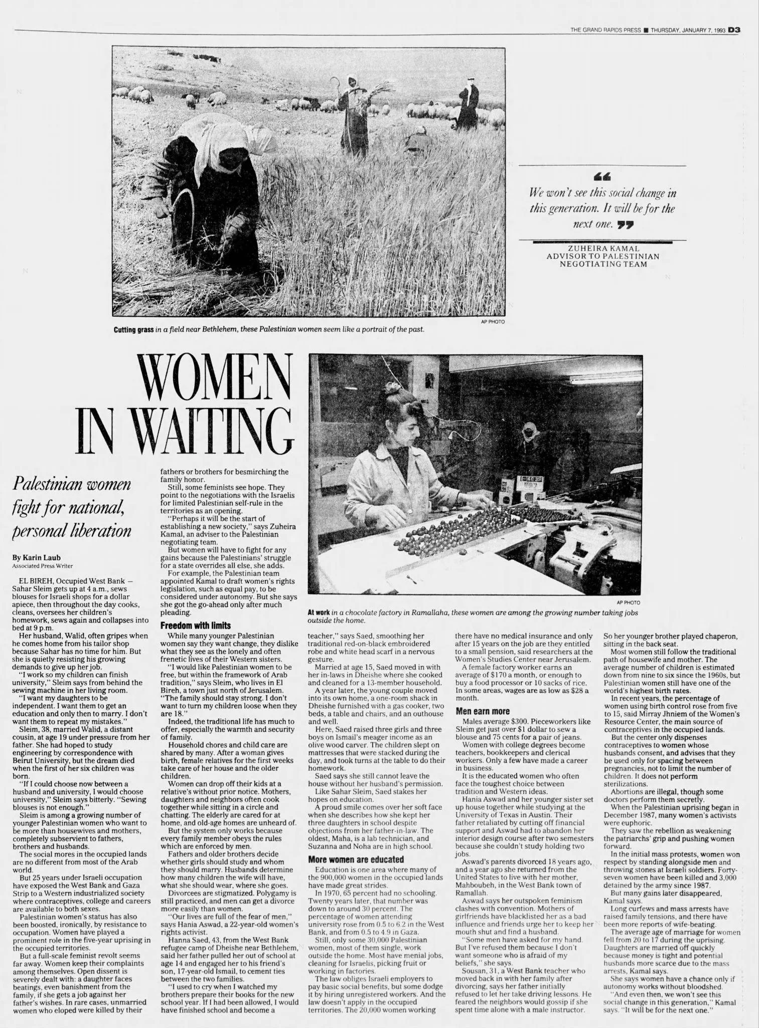 Women in waiting &mdash; The Grand Rapids Press, 7 January 1993