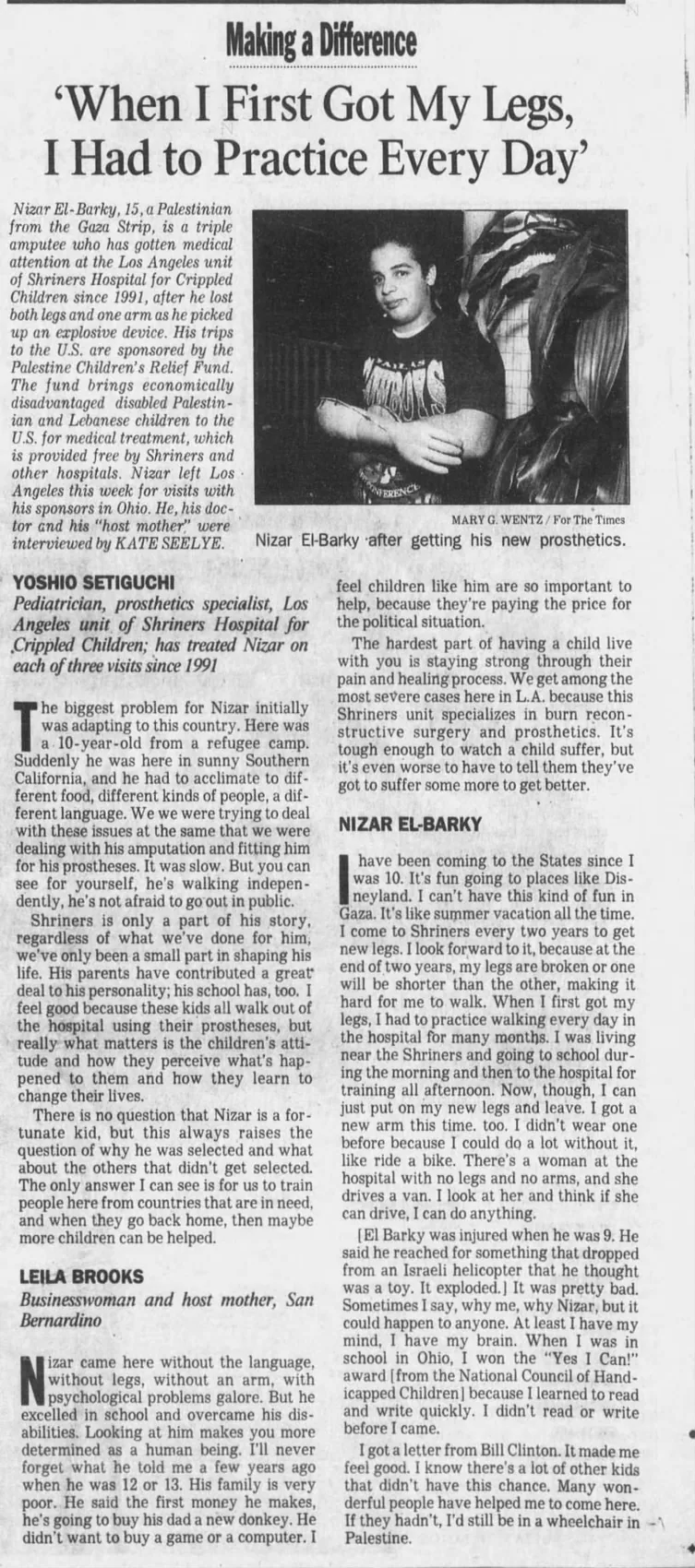 ‘When I First Got My Legs, I Had to Practice Every Day’ — Los Angeles Times, 27 July 1996