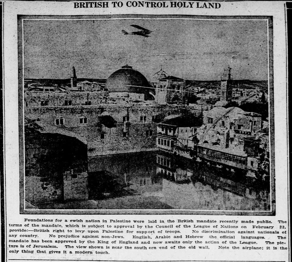 BRITISH TO CONTROL HOLY LAND &mdash; The Bridgeport Times, 14 February 1921