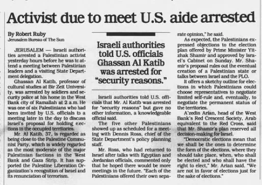 Activist due to meet U.S. aide arrested — The Baltimore Sun, 17 May 1989