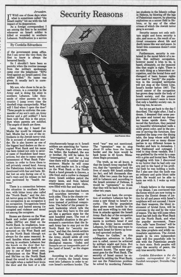 Security Reasons — The Baltimore Sun, 30 August 1994
