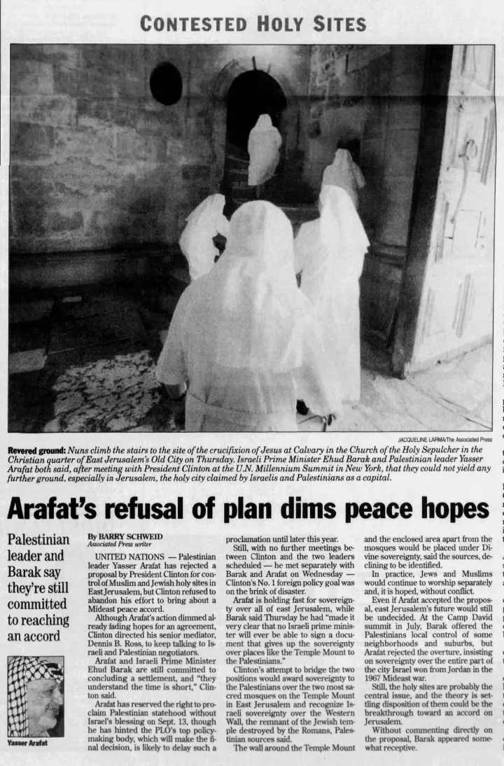 Contested holy sites &mdash; The Columbian, 8 September 2000