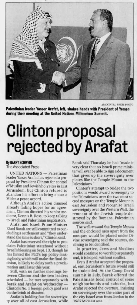Arafat at the United Nations &mdash; The Courier News, 8 September 2000