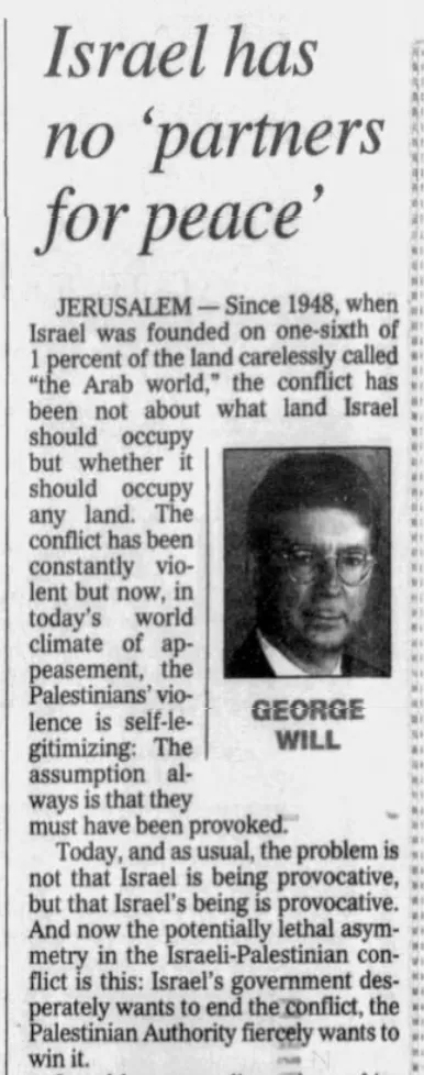 Israel has no ‘partners for peace’ — The State Journal-Register, 22 October 2000