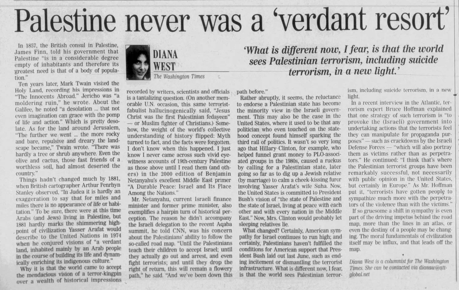Palestine never was a 'verdant resort' — Vicksburg Post, 10 June 2003