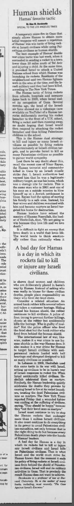 Human shields: Hamas’ favorite tactic — Log Cabin Democrat, 16 January 2009