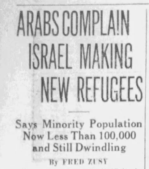 Arabs Complain Israel Making New Refugees — Evansville Courier & Press, 21 October 1949