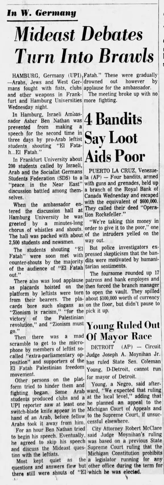 Mideast Debates Turn Into Brawls — The Grand Rapids Press, 12 June 1969