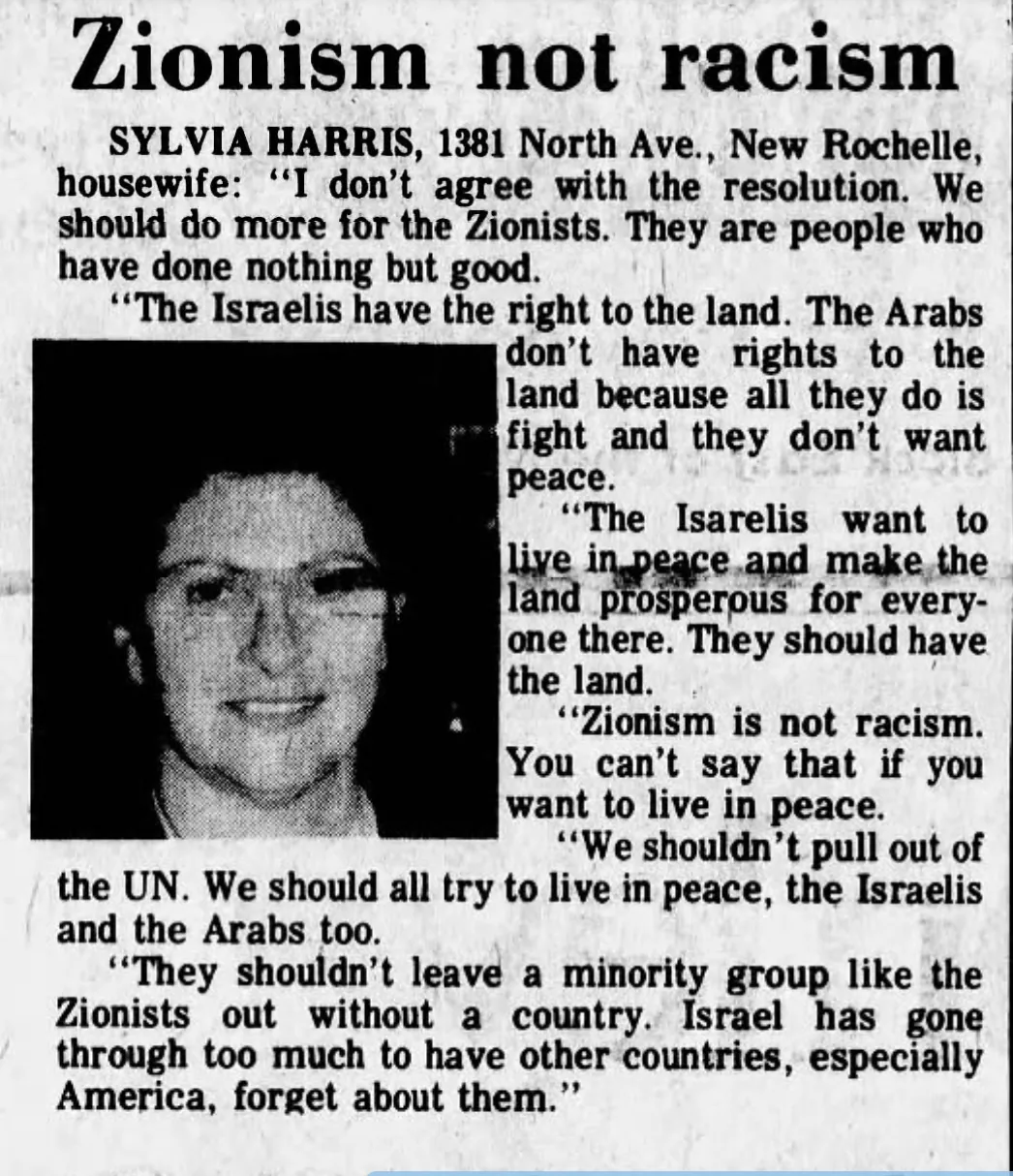 Zionism not racism — Standard Star, 14 November 1975