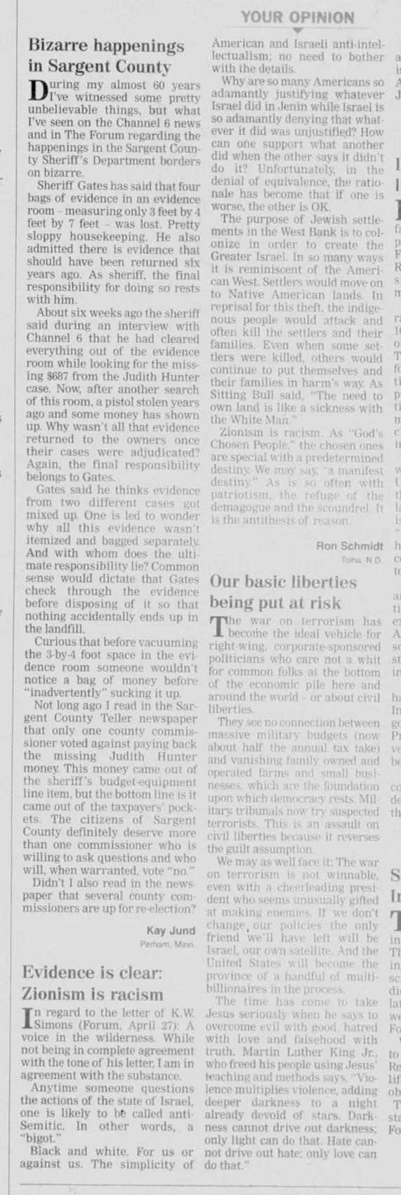 Evidence is clear: Zionism is racism — The Forum, 17 May 2002
